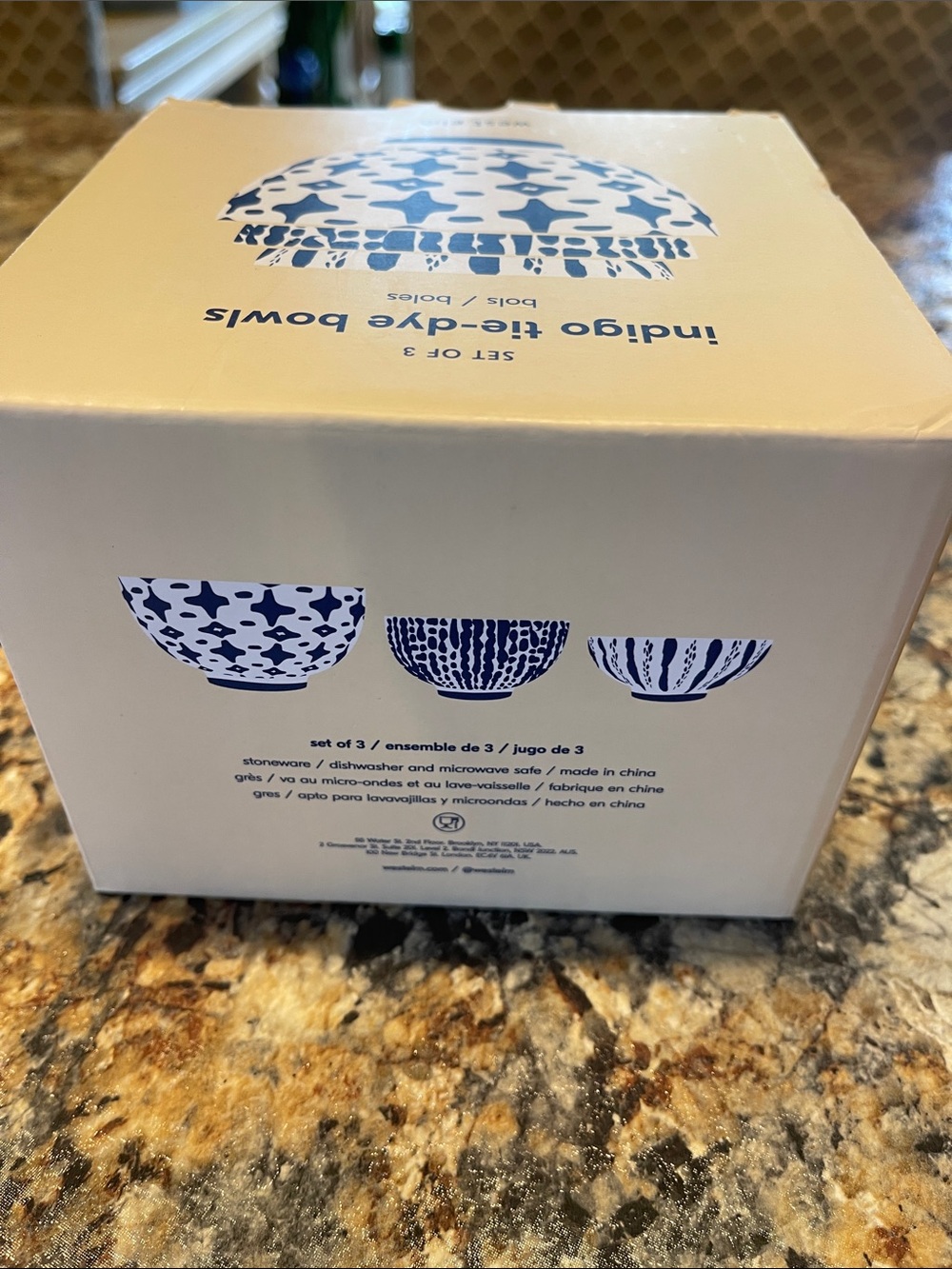 West Elm Indigo Pattern Ceramic Bowl Set - Blue and White - Set of 3